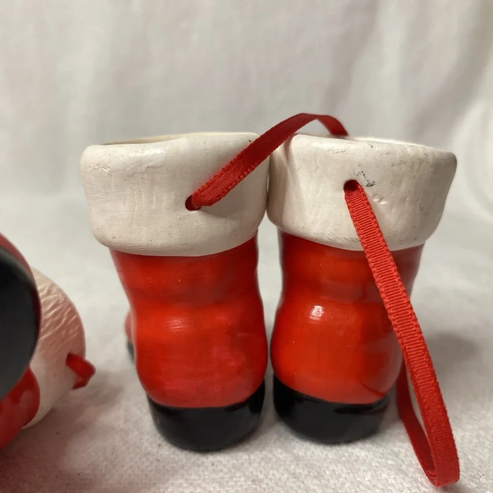 Set Of‎ 3 Kurt Adler Santa Boots Christmas Ornaments Please See Pictures